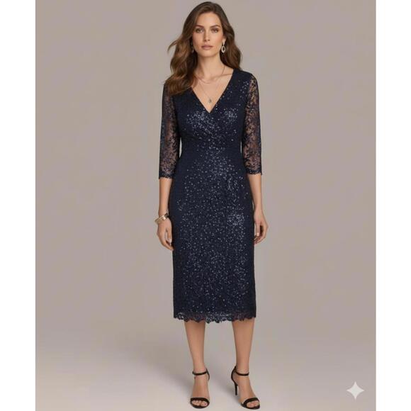 NWT KAY UNGER DARK MIDNIGHT BLUE STUNNING EVENING GOWN SIZE 8 - Picture 1 of 10
